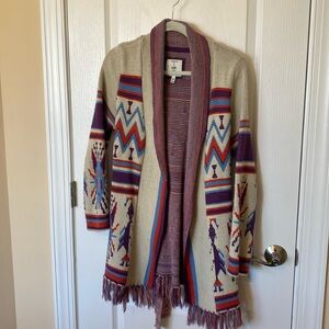 I love H81 size M cardigan with belt and fringe